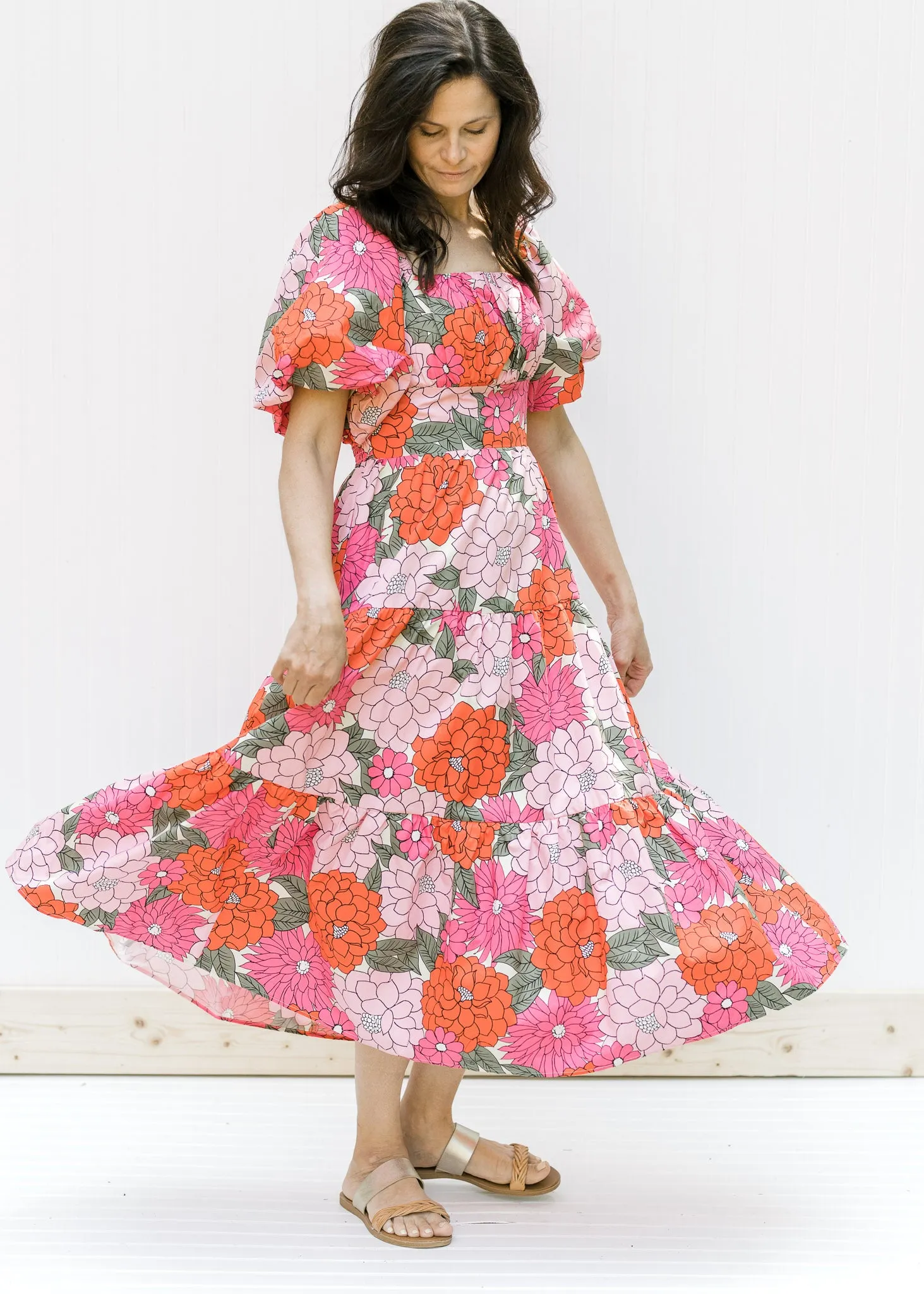 X Turning Heads Pink Floral Dress