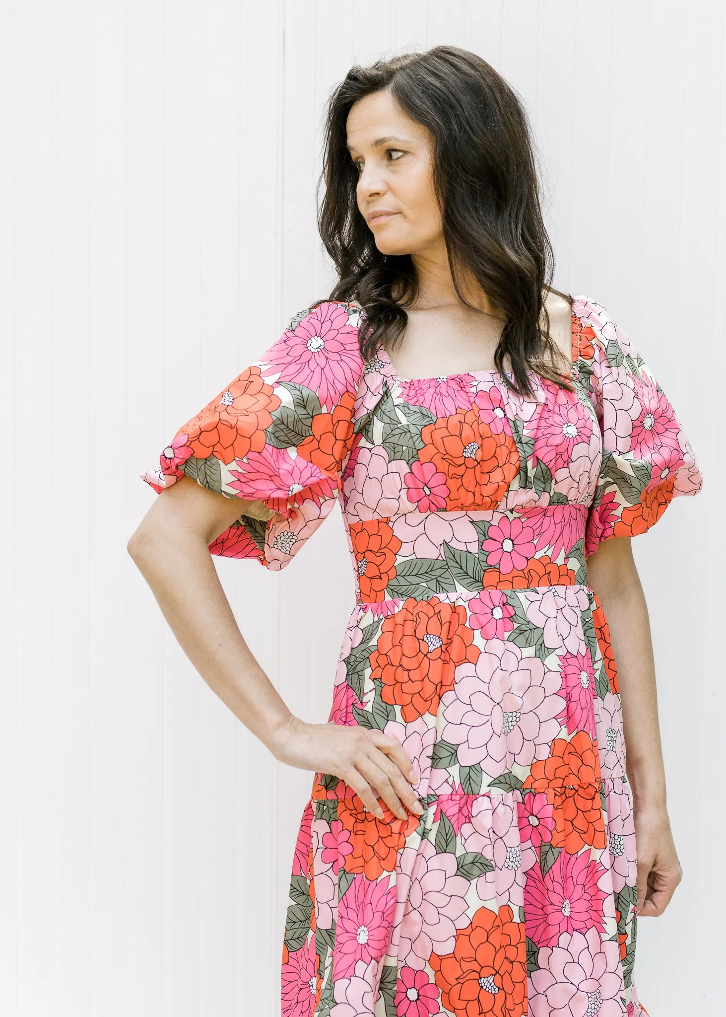 X Turning Heads Pink Floral Dress