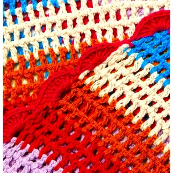 Xirena Carsyn Cardigan Women Multicolor Stripe Crocheted Scallop Trim XS NWT