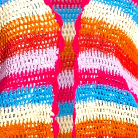 Xirena Carsyn Cardigan Women Multicolor Stripe Crocheted Scallop Trim XS NWT