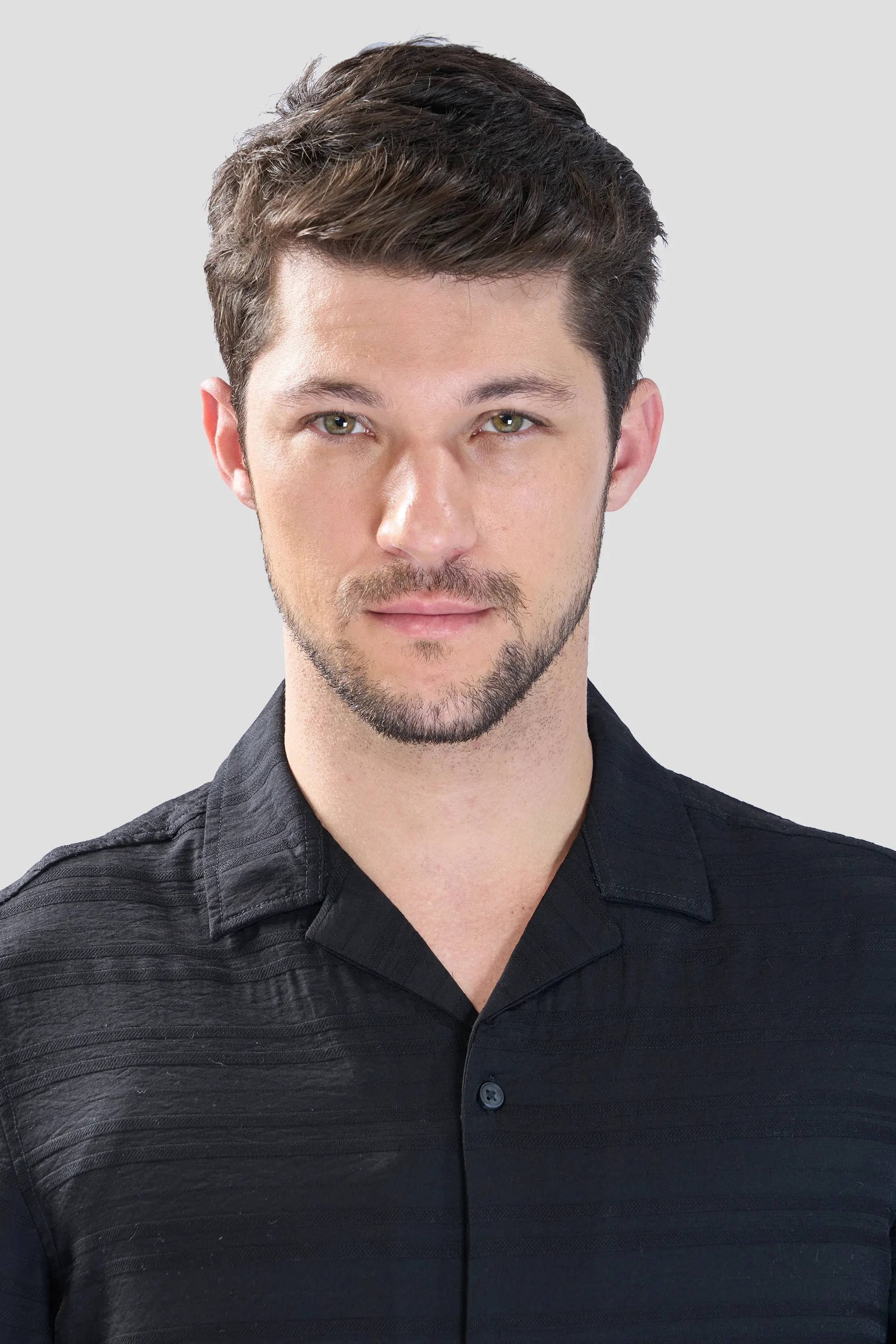 XKIND BLACK HORIZONTAL PLEATED STRIPES RELAXED FIT SHIRT