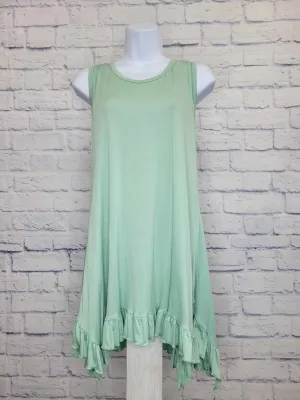 XSMALL GRAYED JADE A381218 LOGO Layers by Lori Goldstein Knit Tank w/ Ruffle Hem