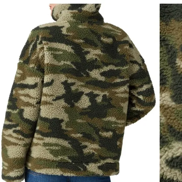 XXS - J. CREW - Oversized Camo Sherpa Pullover Jacket Rent the Runway $138 msrp