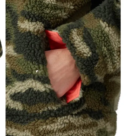XXS - J. CREW - Oversized Camo Sherpa Pullover Jacket Rent the Runway $138 msrp