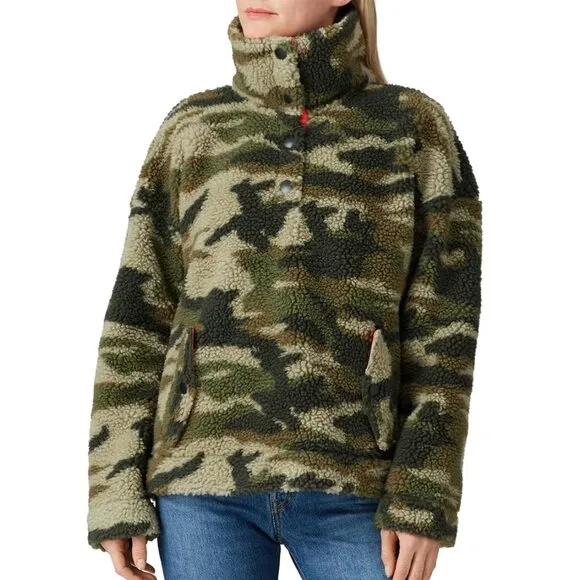 XXS - J. CREW - Oversized Camo Sherpa Pullover Jacket Rent the Runway $138 msrp
