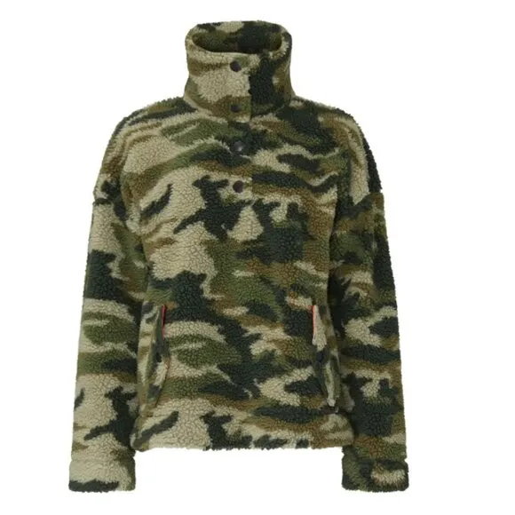 XXS - J. CREW - Oversized Camo Sherpa Pullover Jacket Rent the Runway $138 msrp