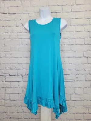 XXSMALL TEAL BREEZE A381218 LOGO Layers by Lori Goldstein Knit Tank w/ Ruffle Hem