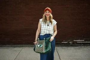 xyla tank in stone plaid