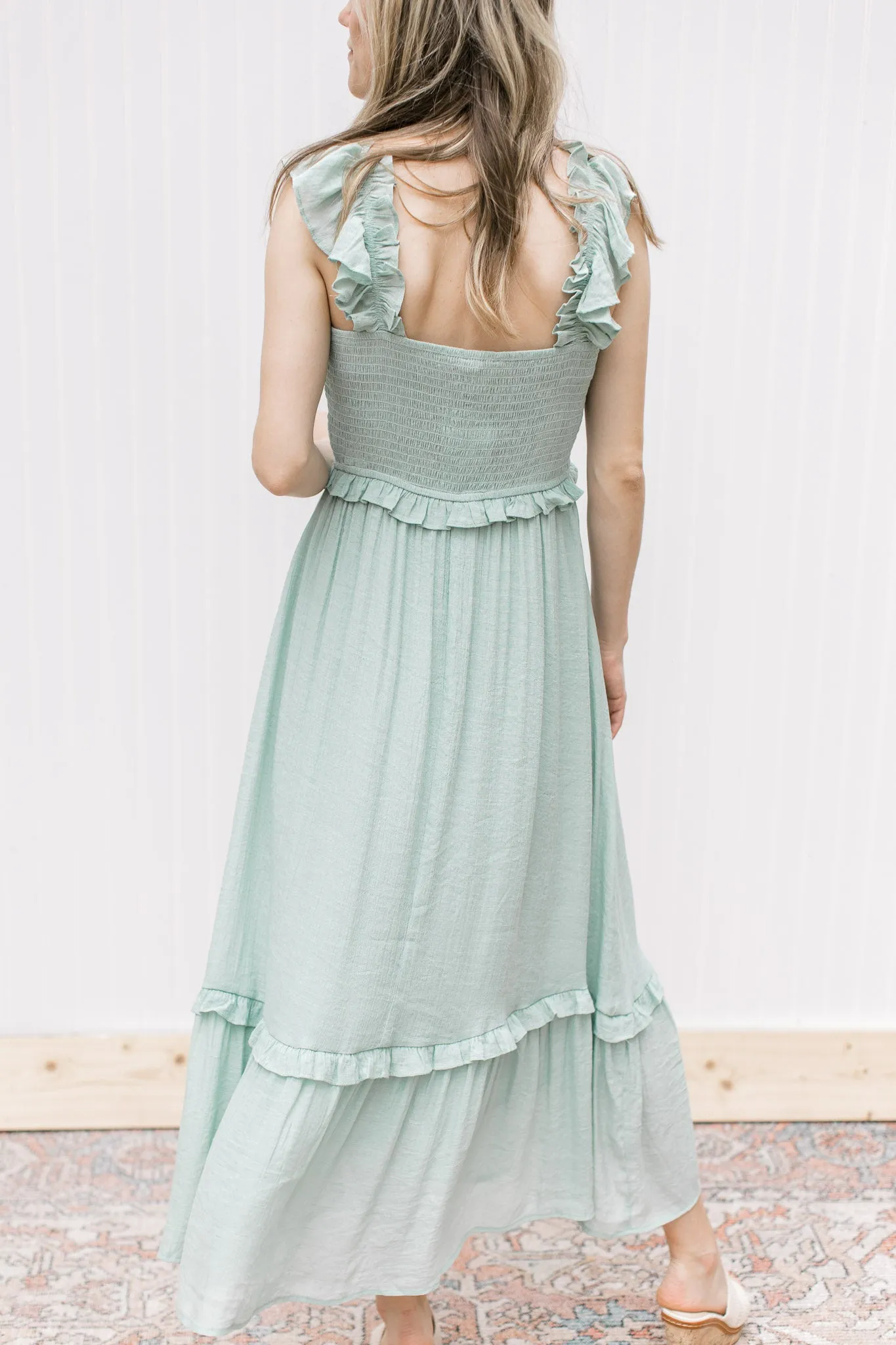 XZ Mint Tea Flutter Sleeve Dress