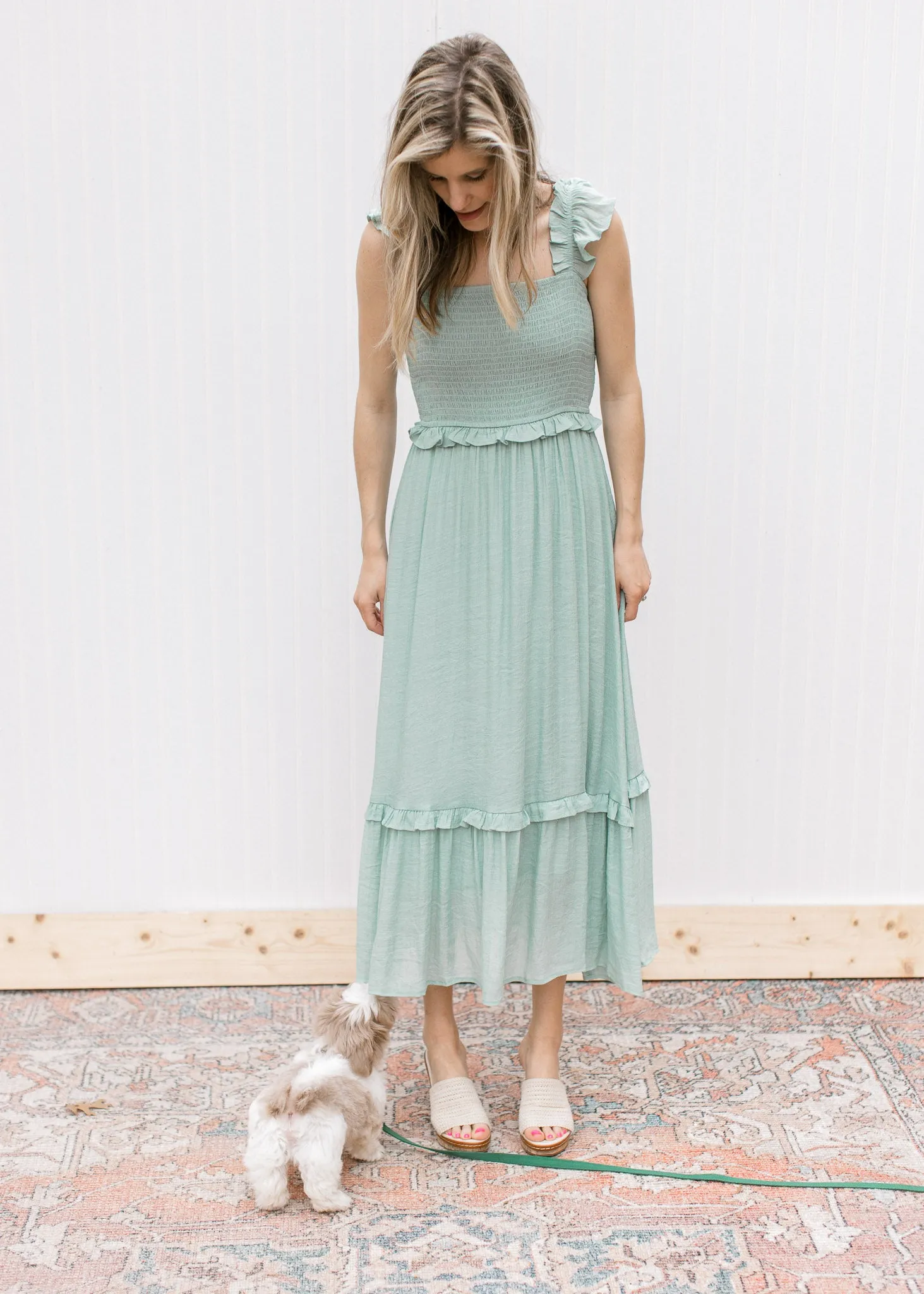 XZ Mint Tea Flutter Sleeve Dress