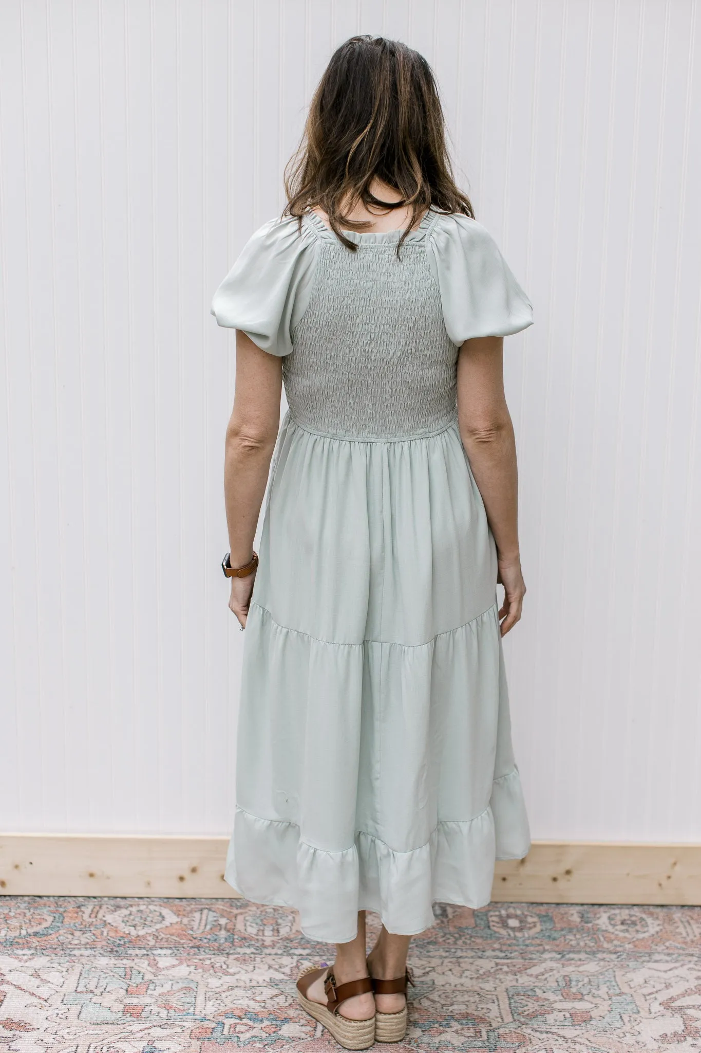 XZ Sage Floral Embroidery Dress