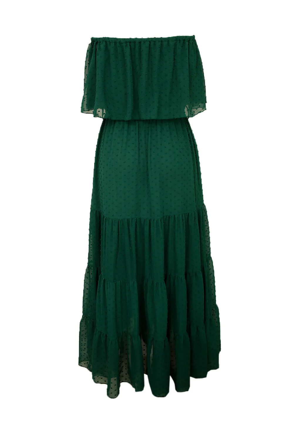 Yellow Yellow Off Shoulder Ruffle Swiss Dot Maxi Dress