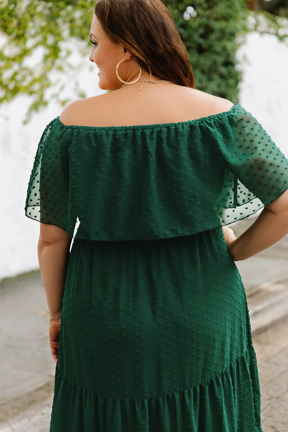 Yellow Yellow Off Shoulder Ruffle Swiss Dot Maxi Dress