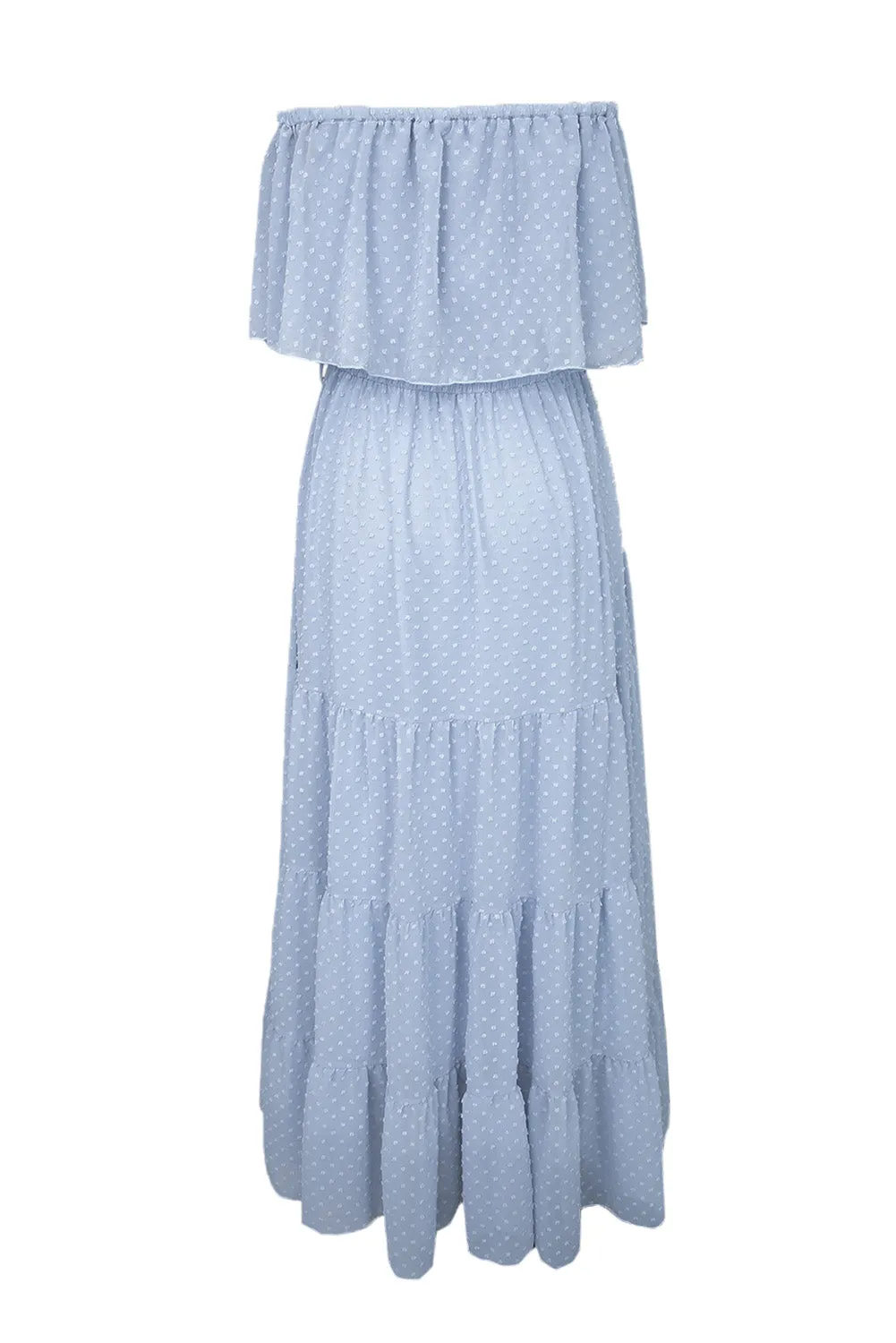Yellow Yellow Off Shoulder Ruffle Swiss Dot Maxi Dress