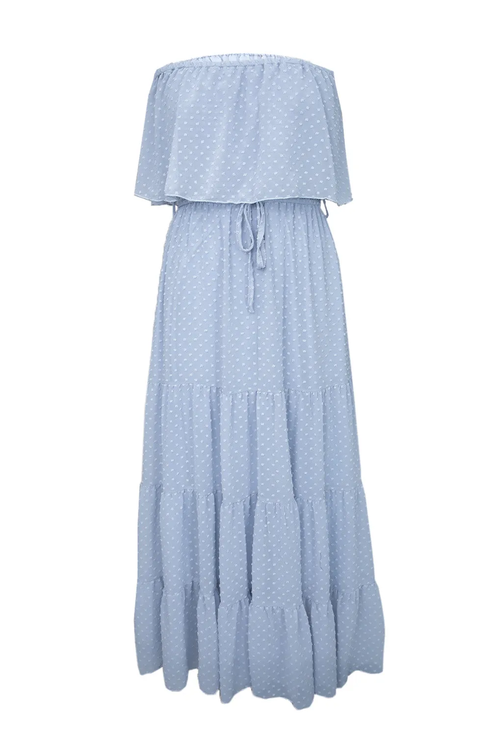 Yellow Yellow Off Shoulder Ruffle Swiss Dot Maxi Dress