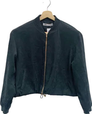 Zara Black Velveteen Bomber Jacket UK M