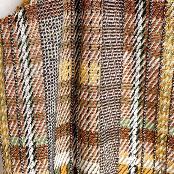 Zara Trafaluc Metallic Woven Knit Plaid Pinafore Overall Dress