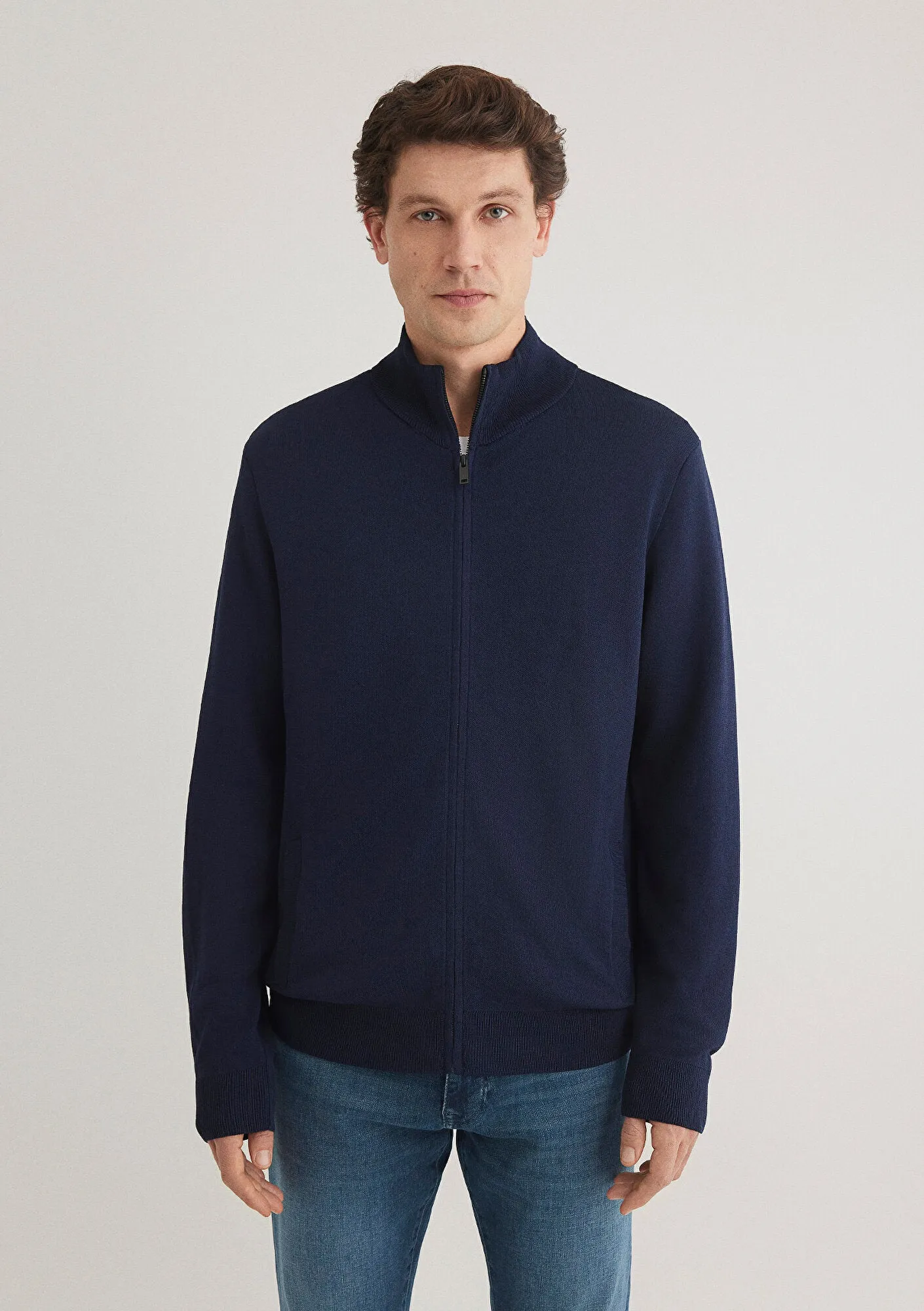 Zip Up Navy Hırka