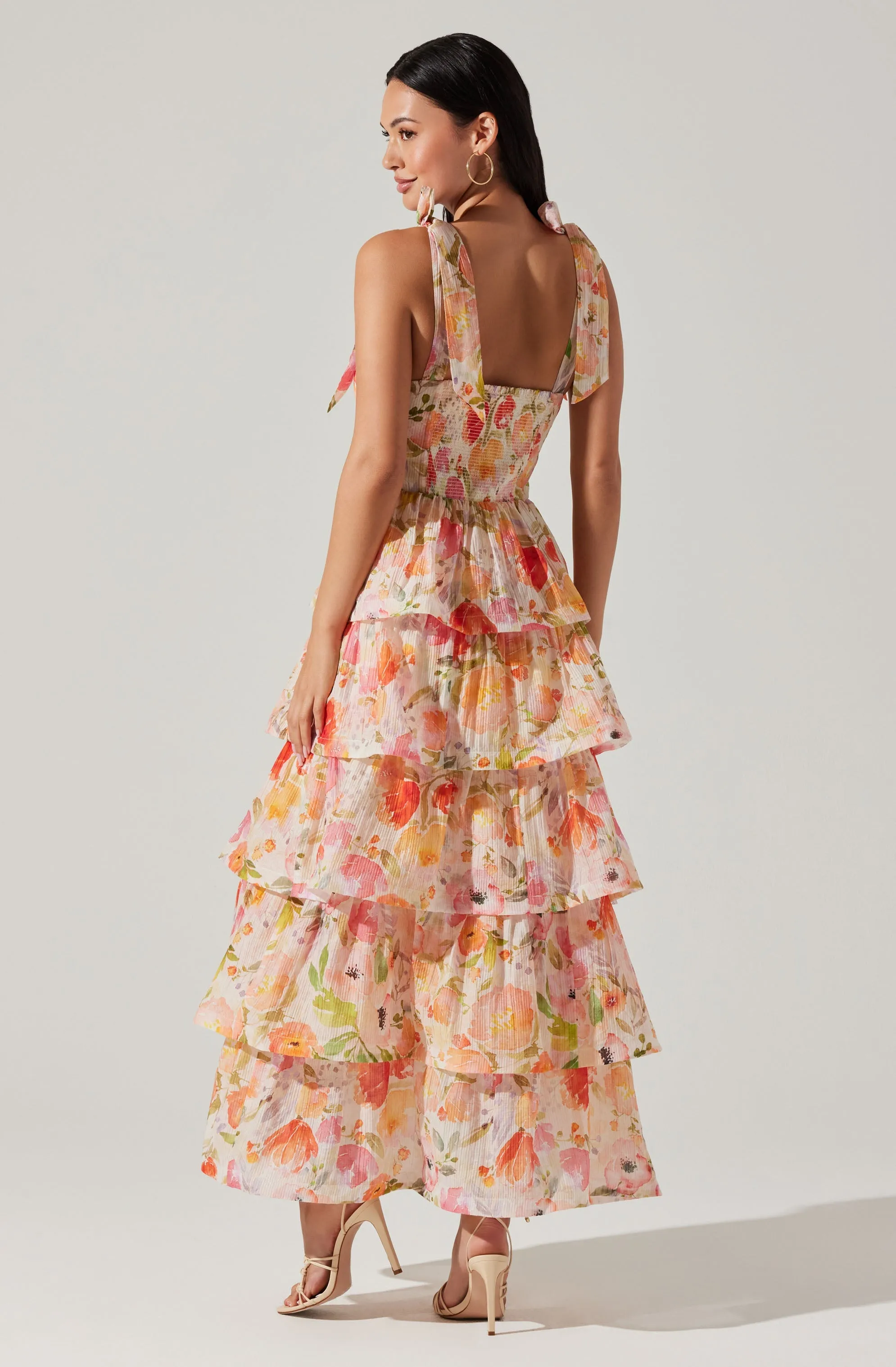 Zirconia Tie Strap Tiered Dress